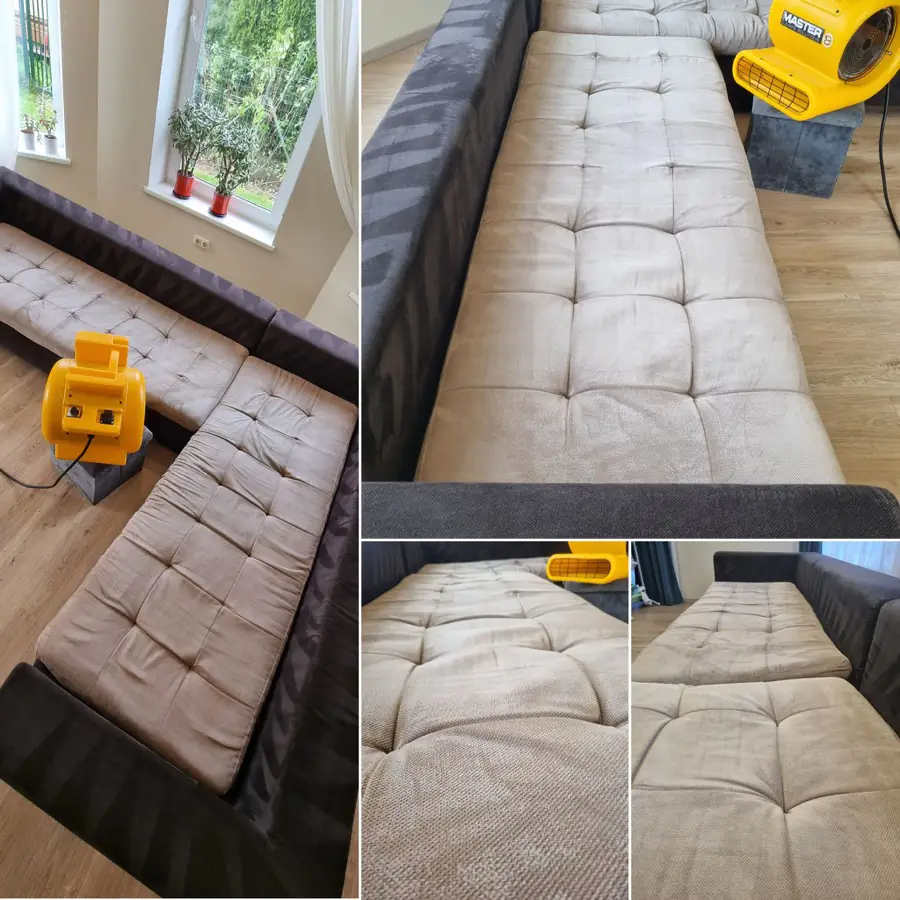 Deep Clean tīrīšanas darbu piemērs — ekspress žāvēšana pēc mēbeļu tīrīšanas